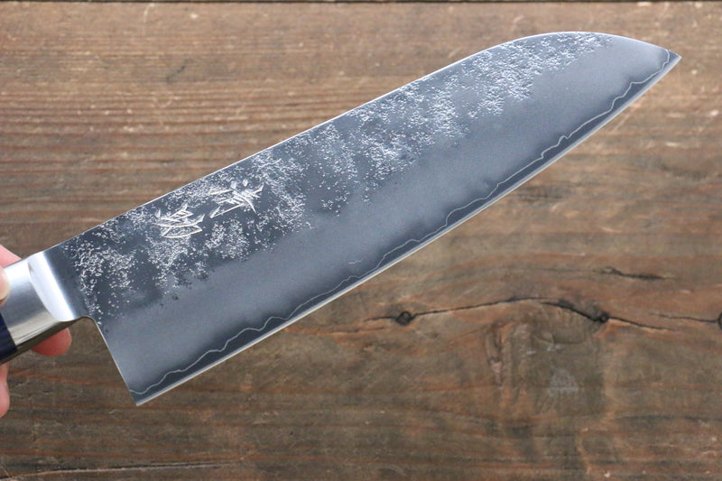 Seisuke Aonashi AUS10 3 Layer Nashiji Santoku  170mm Blue Pakka wood Handle - Japannywholesale