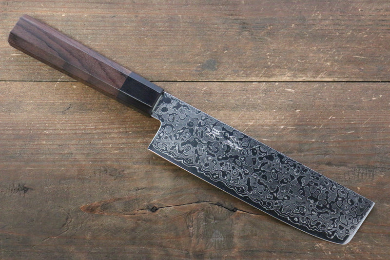 Seisuke AUS10 Damascus Nakiri  165mm Shitan Handle - Japannywholesale