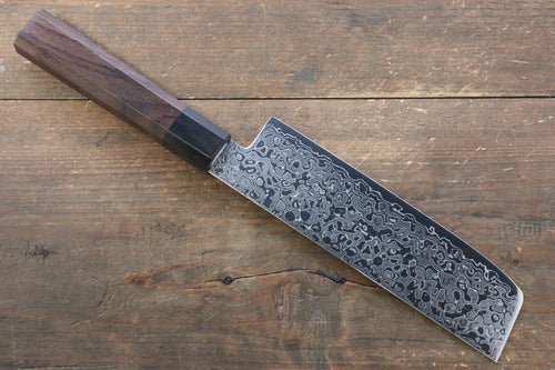 Seisuke AUS10 Damascus Nakiri  165mm Shitan Handle - Japannywholesale