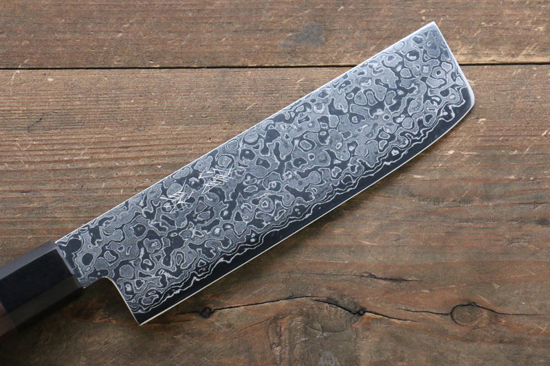 Seisuke AUS10 Damascus Nakiri  165mm Shitan Handle - Japannywholesale