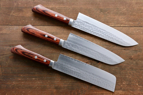 Kunihira VG1 Hammered Japanese Gyuto,Santoku & Usuba Chef Knife Set - Japannywholesale