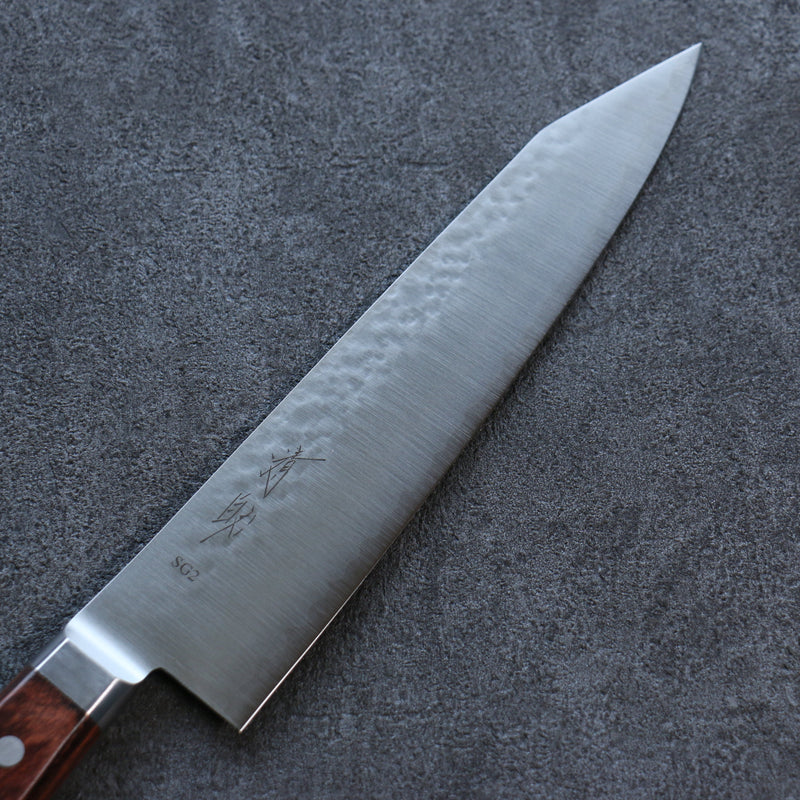 Seisuke SG2 Hammered Kiritsuke Gyuto  210mm Mahogany Handle - Japannywholesale