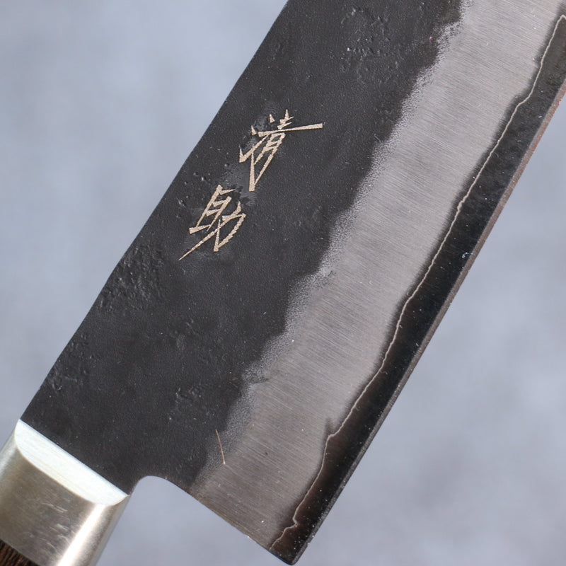 Seisuke Blue Super Black Santoku  180mm Brown Pakka wood Handle - Japannywholesale