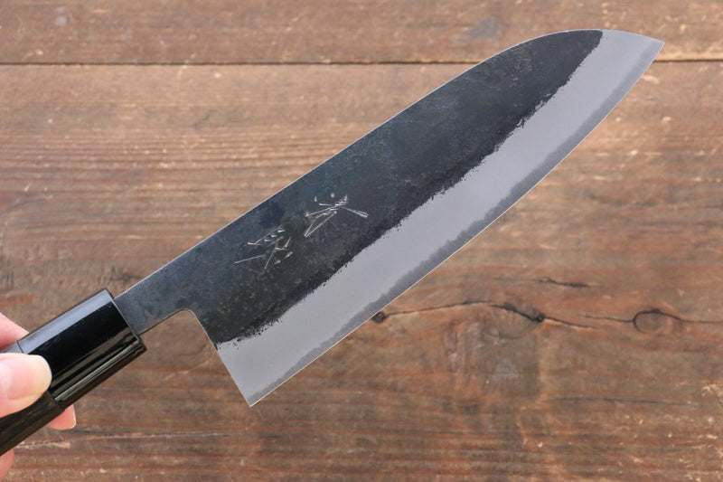 Seisuke White Steel Kurouchi Santoku  165mm Burned Chestnuts Handle - Japannywholesale