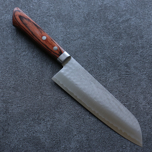 Seisuke VG1 Hammered Santoku  165mm Mahogany Handle - Japannywholesale