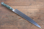 Sakai Takayuki Grand Chef Grand Chef Swedish Steel-stn Sujihiki  240mm Green Micarta Handle - Japannywholesale