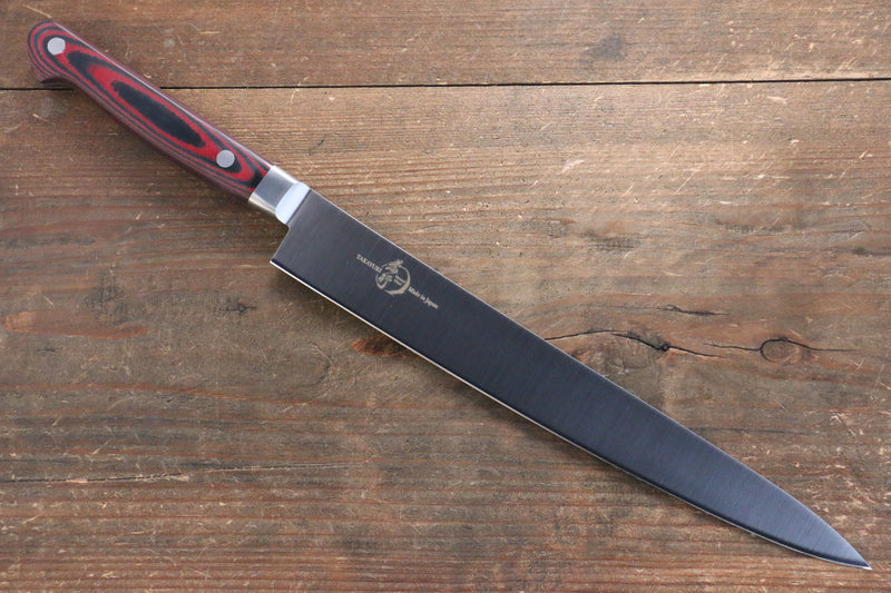 Sakai Takayuki Grand Chef Grand Chef Swedish Steel-stn Sujihiki  240mm Brown Micarta Handle - Japannywholesale