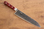 Seisuke Nami AUS10 Mirrored Finish Damascus Gyuto  210mm Red Pakka wood Handle - Japannywholesale