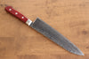 Seisuke Nami AUS10 Mirrored Finish Damascus Gyuto  210mm Red Pakka wood Handle - Japannywholesale