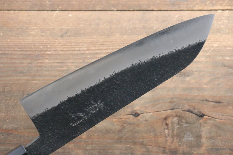 Takayuki Iwai Blue Super Kurouchi Hammered Santoku  165mm Shitan Handle - Japannywholesale