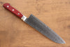 Seisuke Nami AUS10 Mirrored Finish Damascus Santoku  180mm Red Pakka wood Handle - Japannywholesale