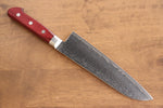 Seisuke Nami AUS10 Mirrored Finish Damascus Santoku  180mm Red Pakka wood Handle - Japannywholesale