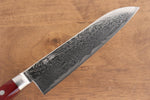 Seisuke Nami AUS10 Mirrored Finish Damascus Santoku  180mm Red Pakka wood Handle - Japannywholesale