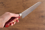 Seisuke Nami AUS10 Mirrored Finish Damascus Santoku  180mm Red Pakka wood Handle - Japannywholesale