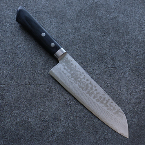 Seisuke VG10 Damascus Santoku  165mm Black Pakka wood Handle - Japannywholesale