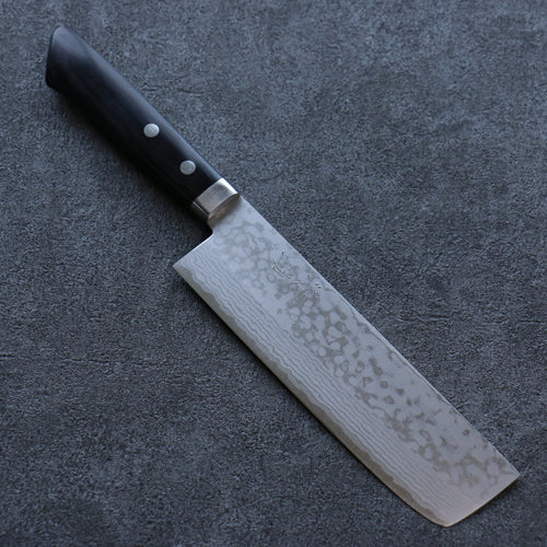 Seisuke VG10 Damascus Nakiri  165mm Black Pakka wood Handle - Japannywholesale