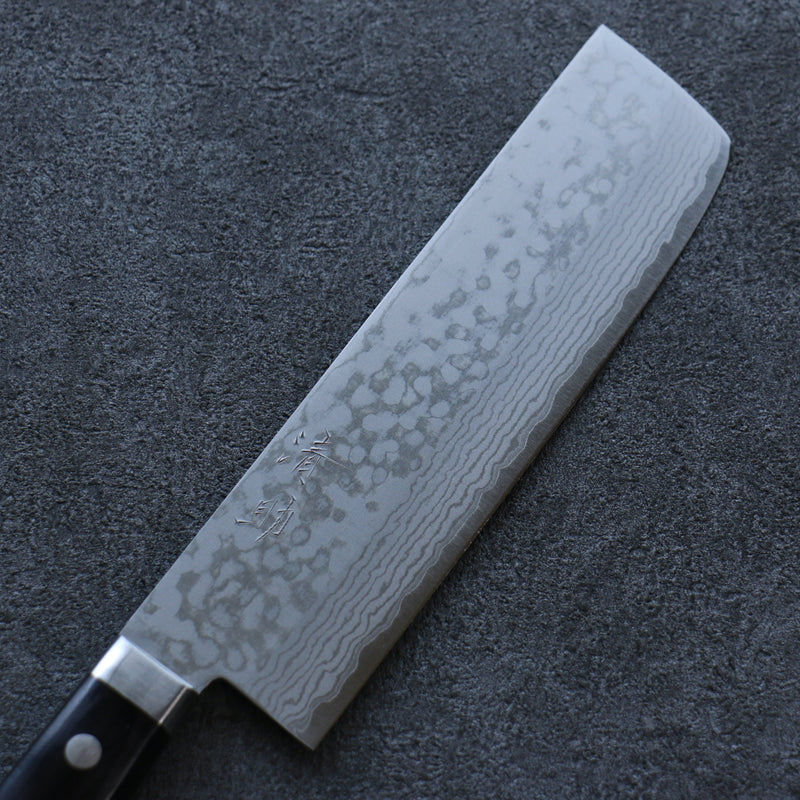 Seisuke VG10 Damascus Nakiri  165mm Black Pakka wood Handle - Japannywholesale