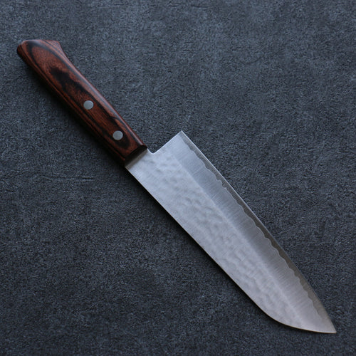 Seisuke VG1 Hammered Santoku  165mm Mahogany Handle - Japannywholesale