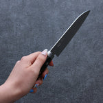 Seisuke VG10 Damascus Small Santoku  135mm Black Pakka wood Handle - Japannywholesale