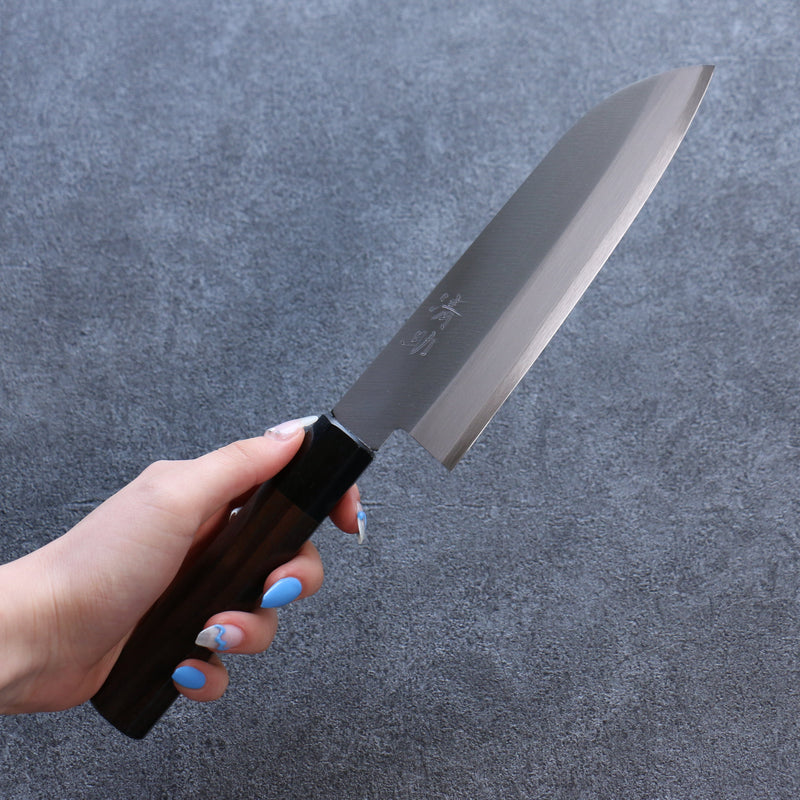 Seisuke Blue Super Kasumitogi Santoku  165mm Shitan Handle - Japannywholesale