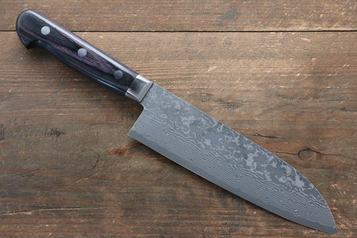 Yoshimi Kato VG10 Damascus Santoku  165mm with Black Pakka wood Handle with Saya - Japannywholesale