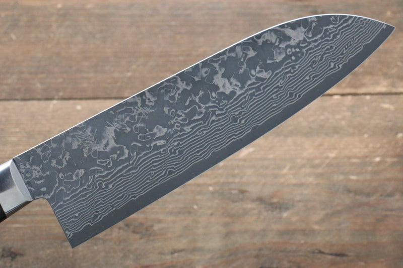 Yoshimi Kato VG10 Damascus Santoku  165mm with Black Pakka wood Handle with Saya - Japannywholesale