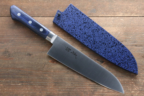 Seisuke Seiten Molybdenum Santoku  180mm Blue Pakka wood Handle with Sheath - Japannywholesale