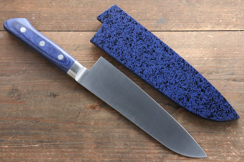 Seisuke Seiten Molybdenum Santoku  180mm Blue Pakka wood Handle with Sheath - Japannywholesale