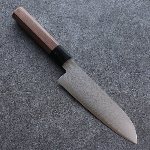 Seisuke VG10 Damascus Santoku  165mm Walnut Handle - Japannywholesale