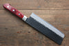 Seisuke Kurobeni Blue Super Hammered Kurouchi Nakiri  165mm Red Pakka wood Handle - Japannywholesale