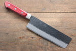 Seisuke Kurobeni Blue Super Hammered Kurouchi Nakiri  165mm Red Pakka wood Handle - Japannywholesale