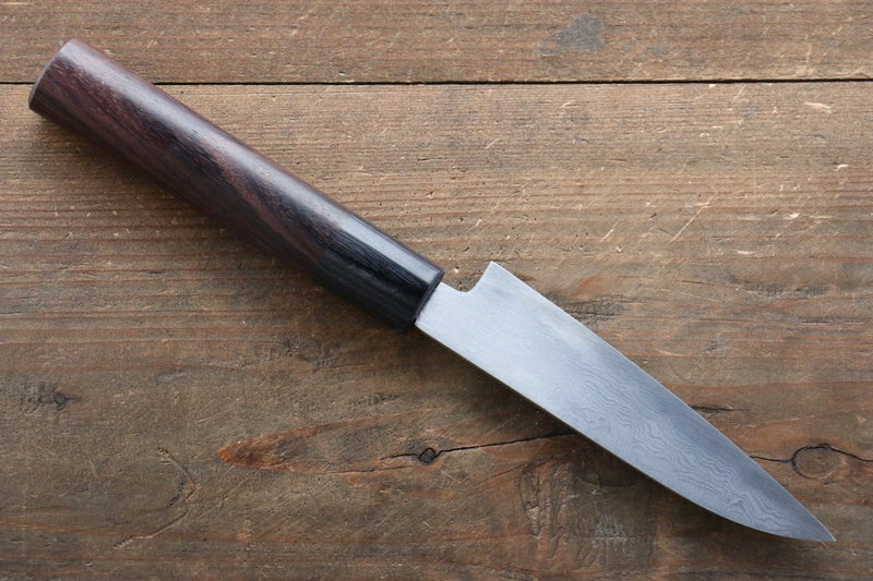 Takayuki Iwai Blue Steel No.2 Damascus Petty-Utility  110mm Shitan Handle - Japannywholesale