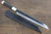 Sakai Takayuki Ginryu Honyaki Swedish Steel Mirrored Finish Kengata Yanagiba  300mm Ebony Wood Handle with Sheath - Japannywholesale