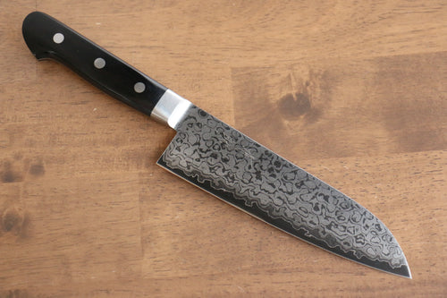 Seisuke VG10 8 Layer Damascus Migaki Finished Santoku  165mm Black Pakka wood Handle - Japannywholesale