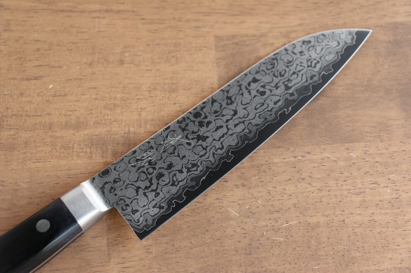 Seisuke VG10 8 Layer Damascus Migaki Finished Santoku  165mm Black Pakka wood Handle - Japannywholesale