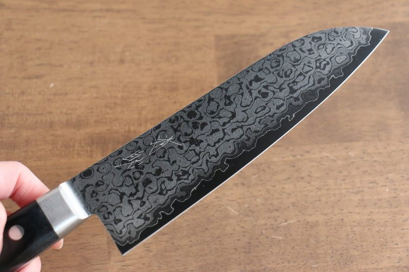 Seisuke VG10 8 Layer Damascus Migaki Finished Santoku  165mm Black Pakka wood Handle - Japannywholesale