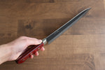 Seisuke Kuronashi Blue Super Nashiji Kurouchi Gyuto  210mm Red Pakka wood Handle - Japannywholesale