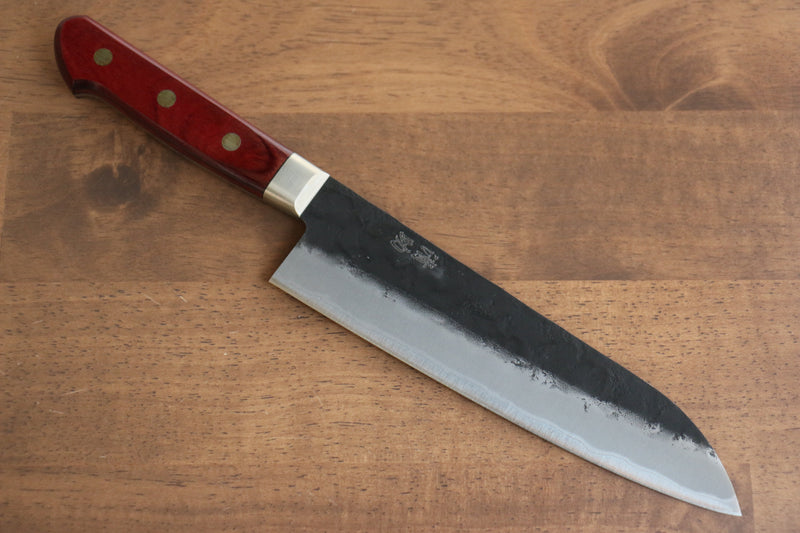 Seisuke Kuronashi Blue Super Nashiji Kurouchi Santoku  180mm Red Pakka wood Handle - Japannywholesale