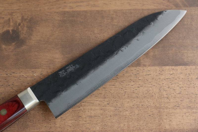 Seisuke Kuronashi Blue Super Nashiji Kurouchi Santoku  180mm Red Pakka wood Handle - Japannywholesale