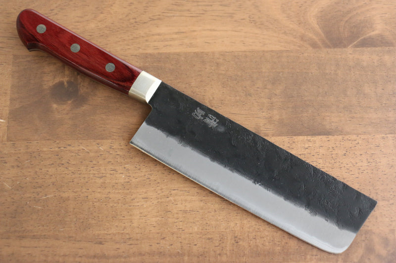 Seisuke Kuronashi Blue Super Nashiji Kurouchi Nakiri  165mm Red Pakka wood Handle - Japannywholesale