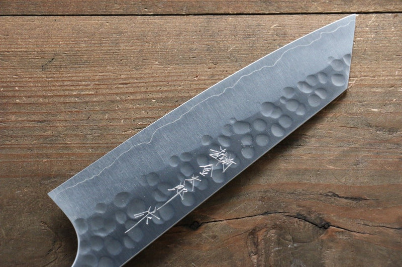 Yoshimi Kato Silver Steel No.3 Hammered Bunka  165mm with Brown Lacquered Handle - Japannywholesale