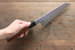 Yoshimi Kato Silver Steel No.3 Hammered Bunka  165mm with Brown Lacquered Handle - Japannywholesale