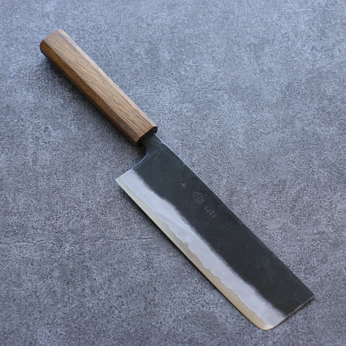 Kyohei  Shindo Blue Steel Black Finished Nakiri  170mm Live oak Lacquered Handle - Japannywholesale