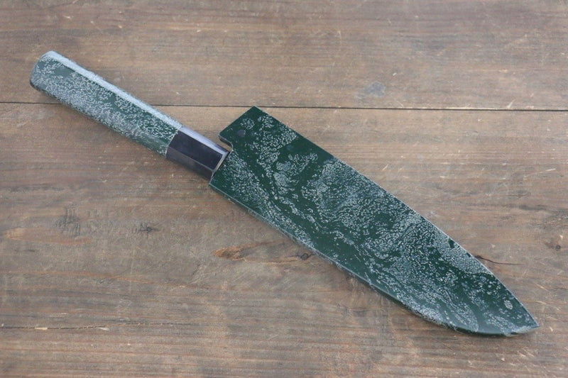 Sakai Takayuki VG10 33 Layer Damascus Hammered Santoku  170mm Green Lacquered Handle with Sheath - Japannywholesale