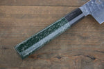 Sakai Takayuki VG10 33 Layer Damascus Hammered Santoku  170mm Green Lacquered Handle with Sheath - Japannywholesale