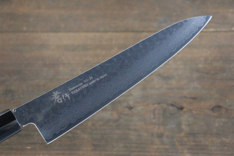 Sakai Takayuki VG10 33 Layer Damascus Hammered Gyuto  210mm Green Lacquered Handle with Sheath - Japannywholesale