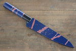 Sakai Takayuki VG10 33 Layer Damascus Hammered Petty-Utility  150mm Blue Lacquered Handle with Sheath - Japannywholesale