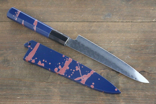 Sakai Takayuki VG10 33 Layer Damascus Hammered Petty-Utility  150mm Blue Lacquered Handle with Sheath - Japannywholesale