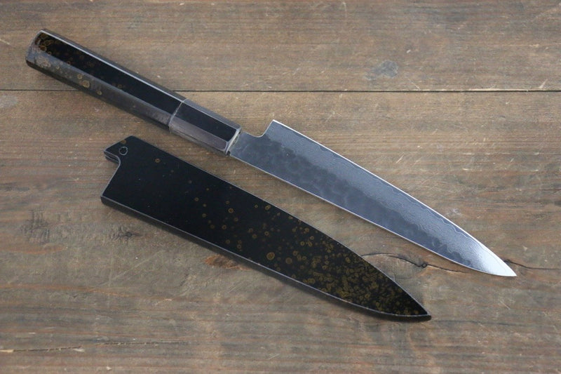 Sakai Takayuki VG10 33 Layer Damascus Hammered Petty-Utility  150mm Gold Lacquered Handle with Sheath - Japannywholesale