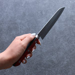 Seisuke Blue Super Migaki Finished Small Santoku  140mm Red and Black Pakka wood Handle - Japannywholesale